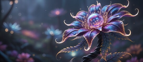 Exotic alien plant - beautiful and strange otherworldly plant from another planet