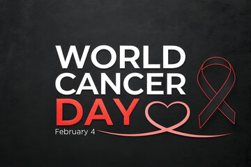 Obraz premium World Cancer Day Bold Typography with Red Accent on Dark Background