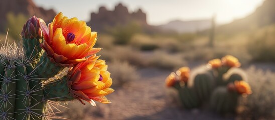 Cactus blossom in bloom - southwestern desert flower in the arid environment