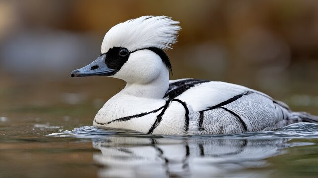 Vibrant Male Smew Duck in Natural Habitat of California - A Captivating Outdoor Scene of North American Wildlife