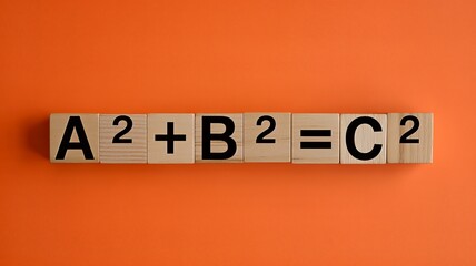 Pythagorean theorem equation on wooden blocks