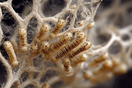Ravenous Webworms Thrive in a Collective Web, Preparing for Their Transformation into Ailanthus Moths