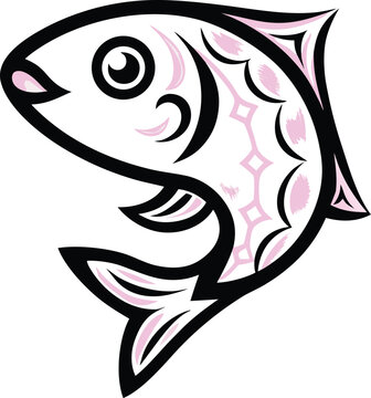fathead minnow icon Black silhouette vector illustration on transparent background