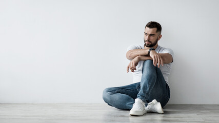 Depression, frustration and unhappy person at home, job and relationship problems, covid-19...