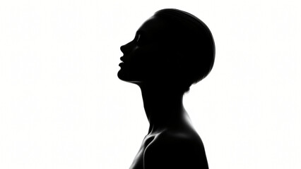 Elegant woman silhouette with short hair against white background