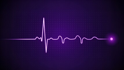 Glowing purple ECG heartbeat line on dark background