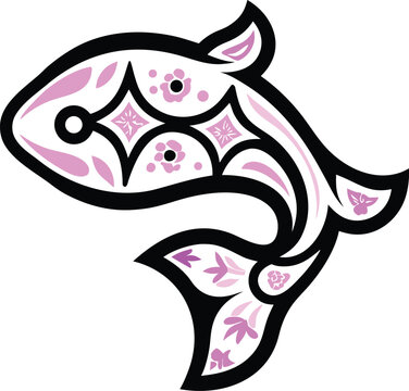 murrel fish icon Black silhouette vector illustration on transparent background