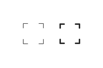 Two sets of corner brackets, one outlined and one filled, on a white background