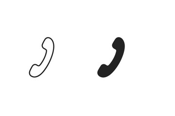 Simple line art and solid silhouette of a classic telephone handset