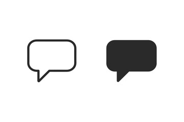 Naklejka premium Two speech bubble icons, one outlined and one solid black, on a white background