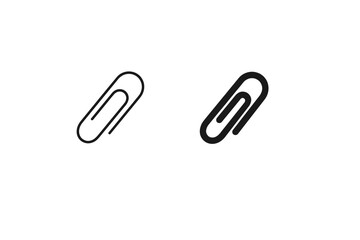 Fototapeta premium Two simple black and white paperclip icons on a white background