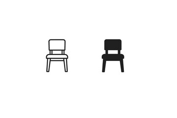 Fototapeta premium Simple chair icons in outline and solid fill styles on a white background