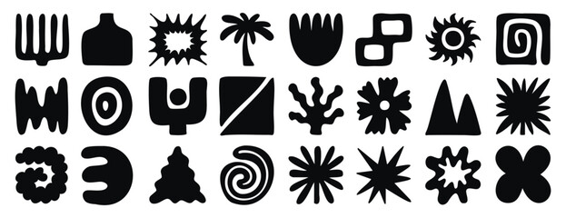 Abstract organic boho forms and shapes line art hand drawn