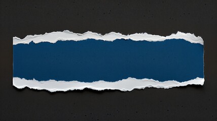 Torn paper with blank blue space on dark background for notes
