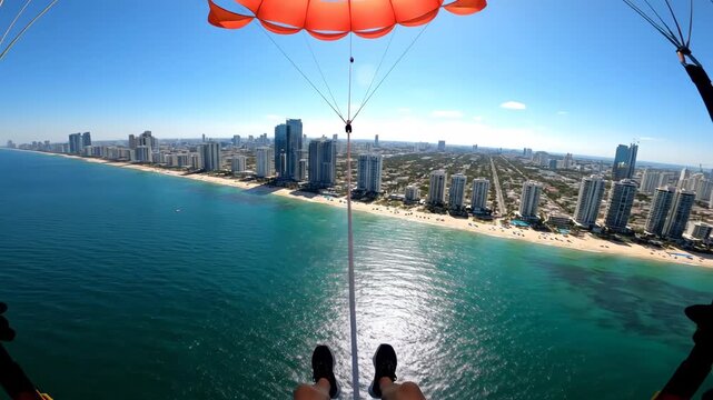 Coastal City View From Parasailing Adventure