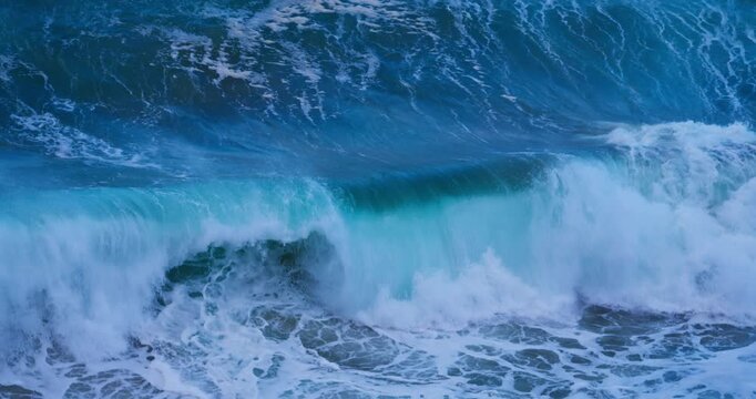 Majestic Ocean Wave Breaking with Turquoise Blue Water and White Foam