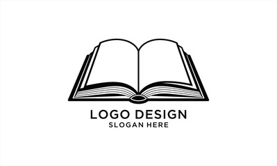 Open Book Logo Design with Blank Pages for Educational or Literary Themes.