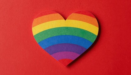 Celebrating love and diversity rainbow heart art display vibrant red background creative design artistic environment close-up view inclusivity concept