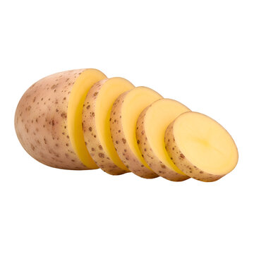 Sliced potatoes on a transparent background for culinary or food related concepts