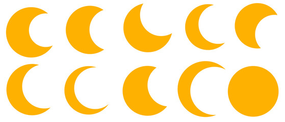 Naklejka premium Collection of yellow crescent moon illustrations.