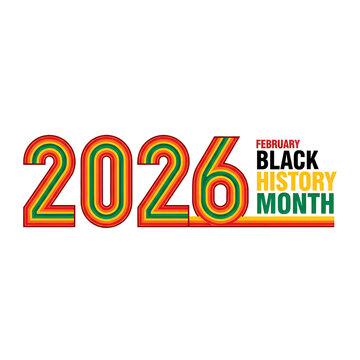 Vibrant 2026 february black history month logo with colorful typography isolated on transparent background