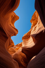 AI generator images of  The Wave is famous for its wave-like patterns and vibrant colors of red, orange, and pink sandstone, formed by millions of years of water and wind erosion. 