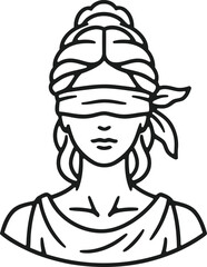 Law and attorney logo template with blindfolded female sign