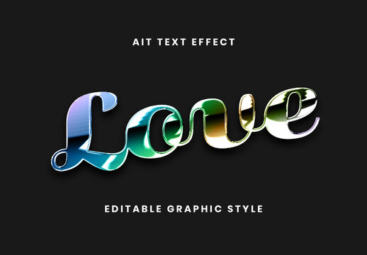 Colorful Iridescent Shine Anodized Titanium Text Effect Liquid Chrome Script Font