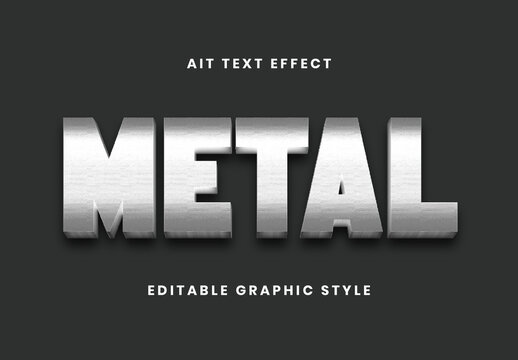 Silver Brushed Surface Anodized Titanium Text Effect 3D Steel Font
