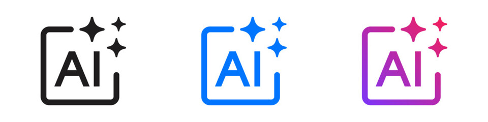 Generative AI logo icon magic sparkle stars symbol , Artificial intelligence sign. Vector ai generated icon blue logo © icons gate