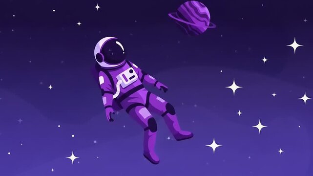 Astronaut Floating in Space with Parachute.