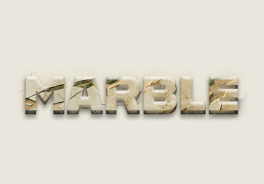 Beige And Brown Embossed Concrete Text Effect Realistic Marble 3D Font
