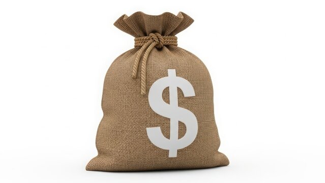 A burlap sack filled with money