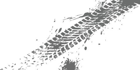 Dirty off-road vehicle tire track print isolated on a white background in a grunge style © md