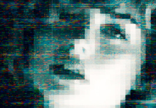 Blue And Green Pixelated Noise Photo Effect
