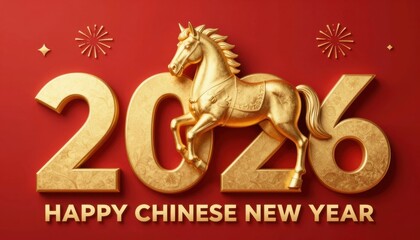 Celebrating chinese new year 2026 golden horse symbolism and festive background for a vibrant cultural experience