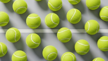 Close Up Pile of Yellow Tennis Balls Texture, Sports Equipment Background, Tennis Tournament Championship Theme, Professional Tennis Training Gear Surface Pattern