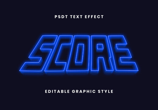 Blue Neon Grid CRT Scanline Arcade Text Effect Pixel Slanted Font