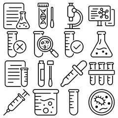 Laboratory Essentials Icon Set Outline Style (Part 1)