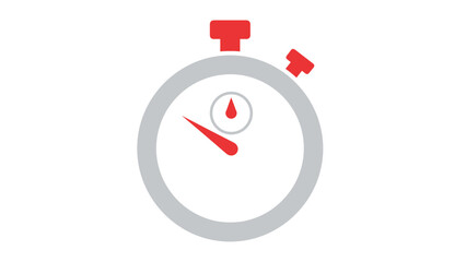 Red Stopwatch Icon Time Management Urgency and Deadline Concept.