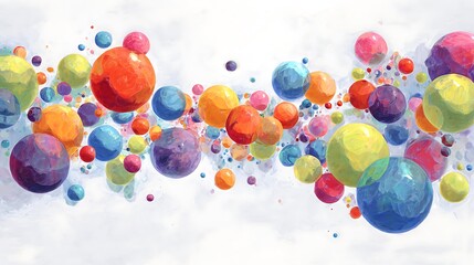 Colorful spheres floating on white background multicolored