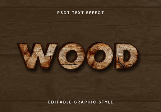 Brown Wood Text Effect Carved Rustic Font