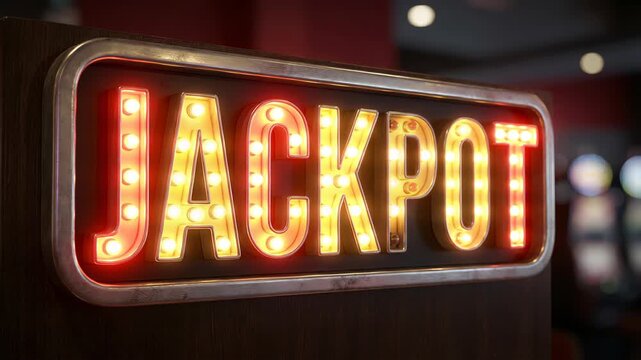 Flashing jackpot sign loop neon casino background