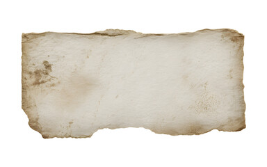 Aged and weathered blank paper with torn edges isolated on a white background perfect for vintage designs.