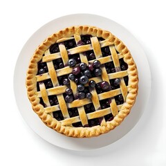 Homemade blueberry pie with lattice crust