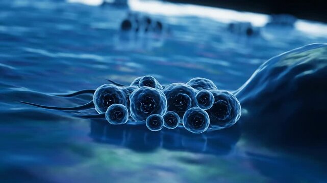 Blue Cells Grouping Illustration on a blue surface