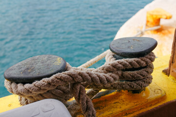 Fototapeta premium Mooring Rope on Ship Deck
