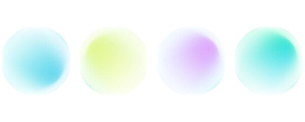 Set color green circle gradient noise gradation. Abstract colorful watercolor blur mesh shape on white background. Gradient aura, grain neon blob with noise effect vector illustration.