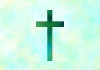 Green Christian cross.