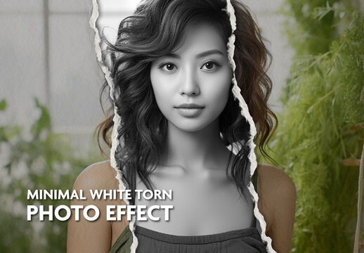 White And Gray Torn Paper Edge Photo Effect